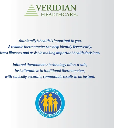Miniatura 9 de Veridian Healthcare Termómetro infrarrojo Mediciones de frente Lectura de 1 segundo Higiénico sin contacto Cuidado de toda la familia