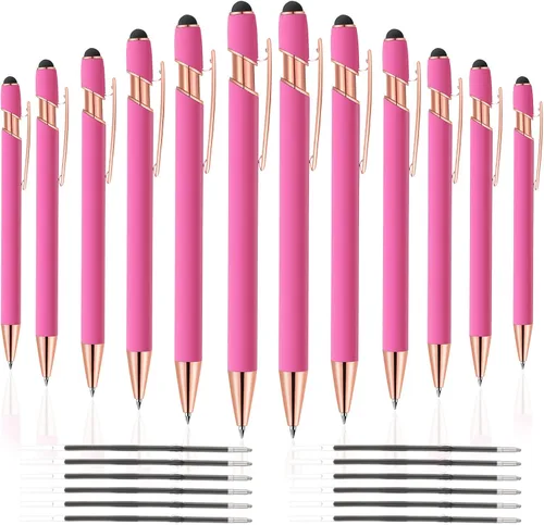 Miniatura 11 de 12 PCS Bolígrafos 2 en 1 con Punta Stylus, Bolígrafo de Metal con Tinta Negra de 1.0 mm, Stylus para Pantallas Táctiles (Oro Rosa y Azul Claro)