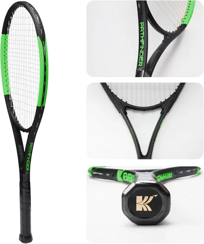 Miniatura 4 de KEVENZ Raqueta de tenis para adultos, raqueta de tenis de fibra de carbono con bolsa de transporte, peso ligero y resistente a los golpes Negro