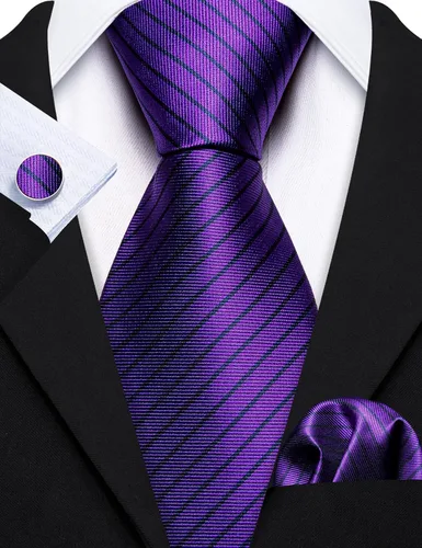 Miniatura 215 de Barry.Wang Juego de corbatas para hombre, corbata de seda a rayas, tejido a cuadros, gemelos formales, negocios, boda