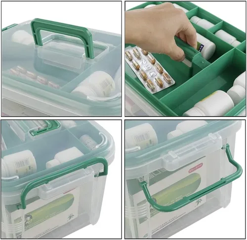 Miniatura 3 de Recipiente para botiquín de primeros auxilios, caja organizadora transparente, organizador de almacenamiento de medicamentos