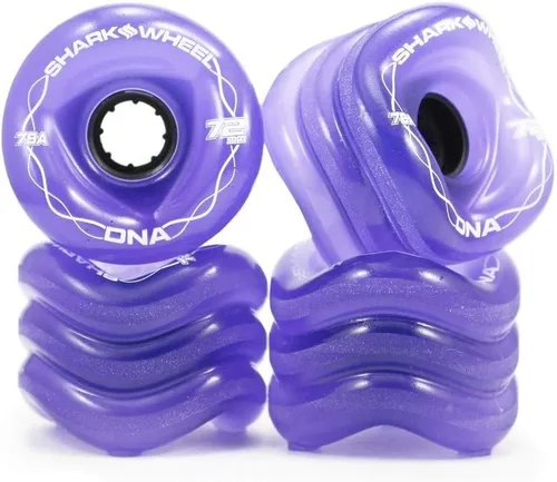 Miniatura 7 de Ruedas Shark Wheel de 72 mm para longboard de crucero, fórmula DNA, juego de 4 ruedas Negro con azul