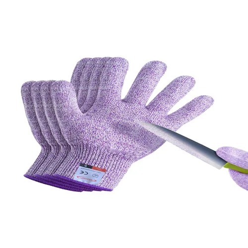 Miniatura 29 de Guantes resistentes a cortes, 4 pares de guantes resistentes a cortes de grado alimenticio, guantes de corte para cocina, pelado de ostras, Gris