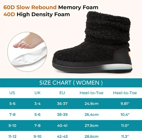 Miniatura 6 de HomeTop Pantuflas para botas de mujer con espuma viscoelástica cálida, para interiores y exteriores, con suela de goma