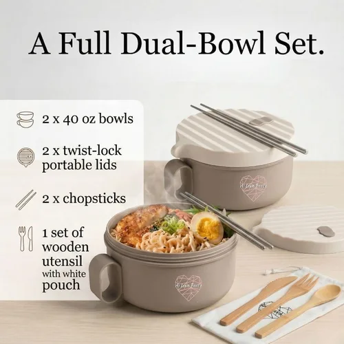 Miniatura 5 de AI LOVE PEACE Tazón de ramen, olla de ramen, tazón de ramen para microondas, tazón grande de fideos de 40 onzas, tazón para microondas, cuencos