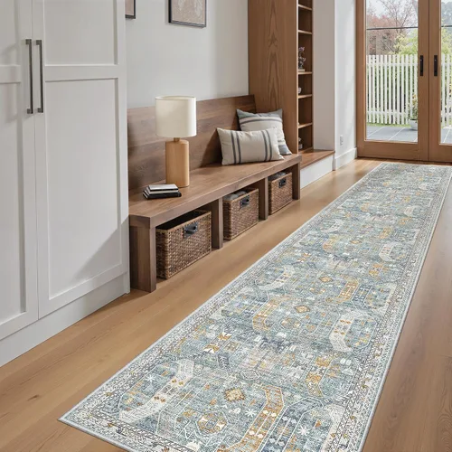Miniatura 56 de Madane Tapete lavable de 2 x 10 pies para pasillo, cocina, recibidor, clásico, suave, antideslizante para interiores, casa de campo, baño, sala