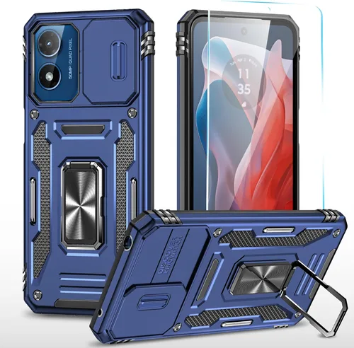 Miniatura 14 de Funda para teléfono SunStory para Motorola Moto G Play 2024 con protector de pantalla HD y cubierta deslizante para la cámara y soporte con patas
