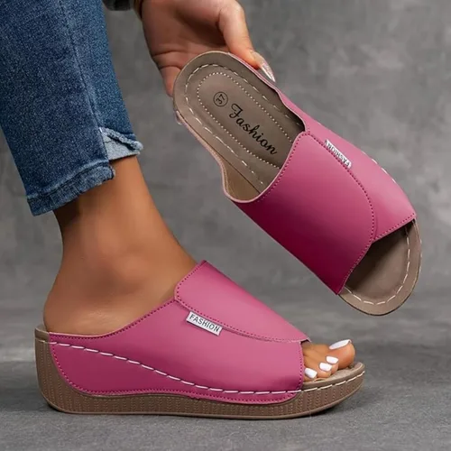 Miniatura 3 de Sandalias ortopédicas para mujer, con plataforma elegante, cómodas, ortopédicas, informales, para verano, con soporte de arco Rosa