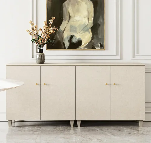 Miniatura 11 de WAMPAT Aparadores de buffet, mesa consola de madera Credenza de 70.8 pulgadas de ancho con 4 puertas, armarios de almacenamiento 2 en 1 modernos