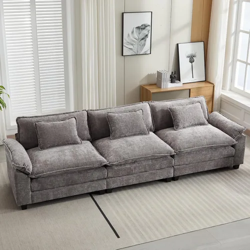 Miniatura 90 de Oprisen Sofá Seccional Modular, Cómodo Cloud Couch Sofá Seccional, Sofá Cama de Chenilla con Asiento Profundo con Almohadas Decorativas para Sala