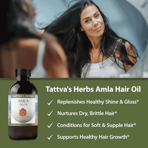 Miniatura 2 de Tattva's Herbs Aceite Amla para el crecimiento del cabello y tratamiento del cuero cabelludo, aceite indio prensado en frío y sin refinar, botella