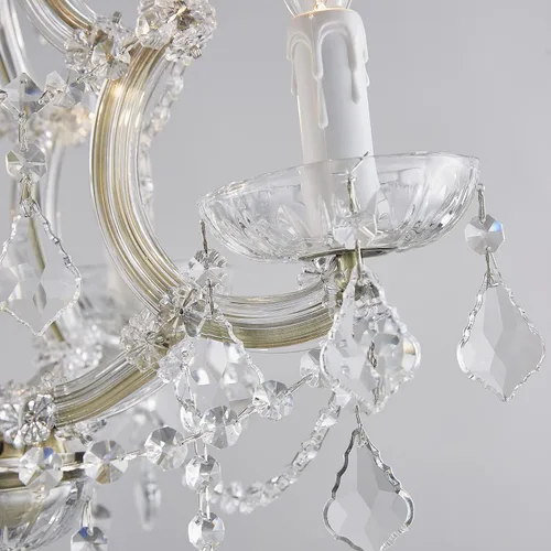 Miniatura 3 de Saint Mossi Lámpara de Araña de Cristal K9 Maria Therese de 4 Luces, Acabado en Latón Antiguo, Lámpara de Araña Moderna Pequeña para Dormitorio