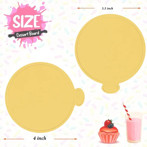 Miniatura 2 de WANBAO 80 piezas Mini tablas de pastel para mousse y cupcakes, doradas 9 cm