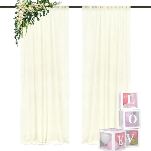 Miniatura 25 de DUOBAO Cortina de gasa rosa, 2 paneles de 29 x 96 pulgadas, cortinas de telón de fondo de boda, cortinas de playa transparentes para sala de estar
