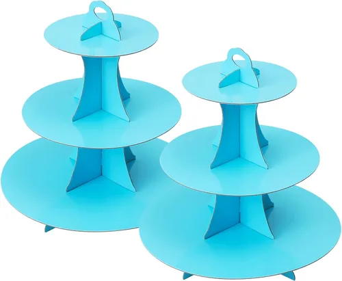 Miniatura 33 de Soleebee Soporte redondo de 3 niveles para cupcakes, torre de cartón para cupcakes, torre de soporte para pasteles de postre para decoración