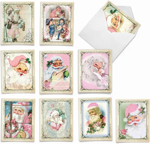 Miniatura 8 de The Best Card Company - 10 tarjetas navideñas de Santa con sobres - Juego surtido en caja, tarjetas navideñas para niños (4 x 5.12 pulgadas)