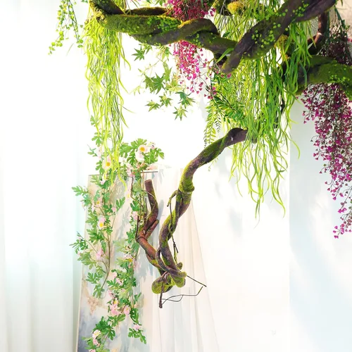 Miniatura 5 de Ramas de árbol artificiales suaves de espuma EVA mediana de 70.86", ramitas de tronco grueso, enredaderas falsas de liana ratán para colgar