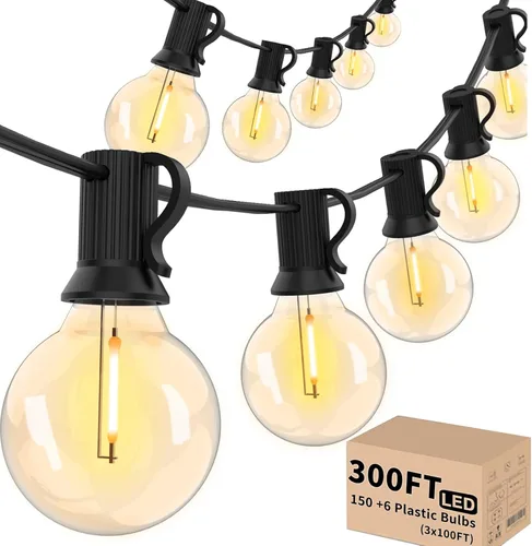 Miniatura 11 de Svater Cadena de luces para exteriores de 50 pies, luces LED para patio exterior con 26 bombillas, impermeable, inastillable, luz colgante tipo