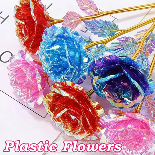 Miniatura 10 de Wowagoga 12 flores artificiales de rosa galaxia de 24 quilates, 4 colores de rosas para siempre, regalos para mujeres, niñas, mamá, esposa, hijas