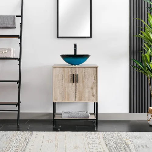 Miniatura 29 de eclife Combo de Tocador de Baño de 36" con Lavabo, Gabinete Moderno de Soporte de Metal con Estante Inferior y Gabinete Lateral de Almacenamiento