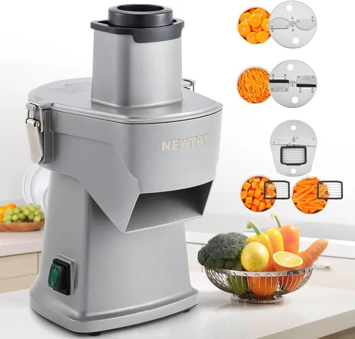 NEWTRY Cortadora eléctrica de verduras 4 en 1, trituradora y cortador de tiras, picadora de alimentos multifuncional automática comercial para