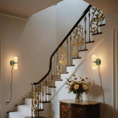 Lámparas de pared con bombilla LED, apliques de pared vintage franceses con pantalla de vidrio blanco, iluminación de pared metálica colorida,