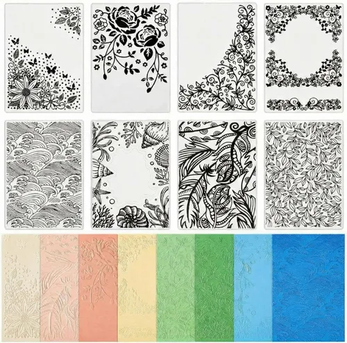 Miniatura 14 de Geiserailie 8 carpetas de estampado en relieve 2d/3D, plantilla de máquina de estampado en relieve, carpeta de tarjetas de papel para hacer