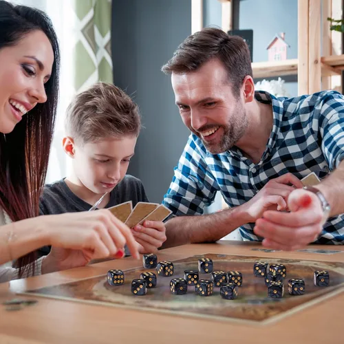 Miniatura 7 de TecUnite Juego de 25 dados poliédricos de 6 lados con bolsa negra compatible con actividades de tabla, fiestas, aprendizaje de matemáticas y otros