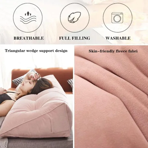 Miniatura 4 de Almohada de lectura suave para reposo en cama, cojín grande para cabecero, respaldo triangular, almohada de cuña para cuello y soporte lumbar