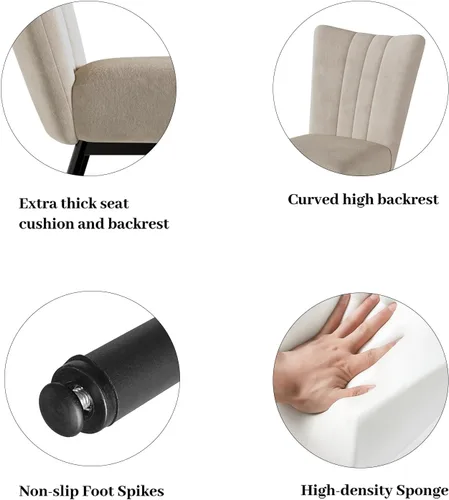 Miniatura 7 de HIPIHOM Juego de Mesa de Comedor de 62.9" para 6, Juego de Mesa de Cocina de Tablero MDF con 6 Sillas de Comedor de Tela, Juego de Mesa de Cocina