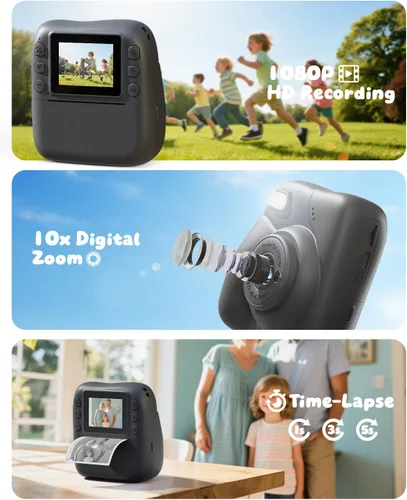 Miniatura 5 de Cámara para Niños con Impresión Instantánea, Cámara Instantánea HD 1080P para Niños con Tarjeta de 32G y 3 Rollos de Papel de Impresión, Juguete