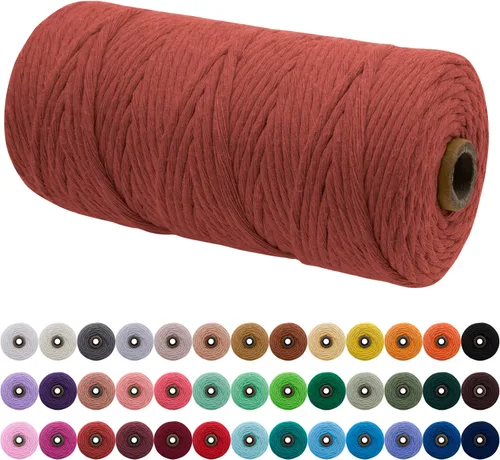 Miniatura 81 de JeogYong Cordón de macramé de un solo hilo 2mm x 164 yardas (492 pies) Cuerda de algodón suave, hilo de macramé 2 mm, suministros de macramé