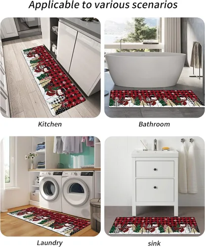 Miniatura 5 de Tapete de baño con diseño de muñeco de nieve a cuadros para bañera, tapete antideslizante de secado rápido y absorbente, tierra de diatomeas
