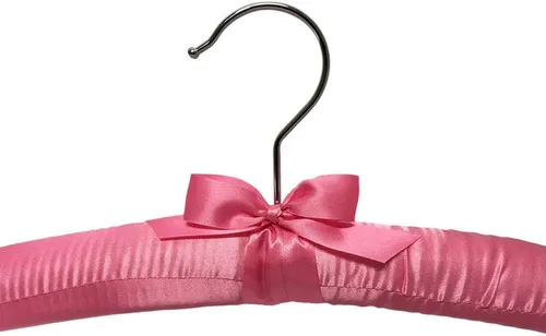 Miniatura 5 de 6 perchas acolchadas de satén liso rosa de 15 pulgadas de largo para vestido, lencería nupcial