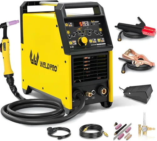 Weldpro TIG Soldador AC/DC 200A con pulso, soldador TIG de aluminio 110V/220V con antorcha TIG AC TIG/DC TIG/AC PULSE TIG/DC PULSE TIG/Stick Máquina