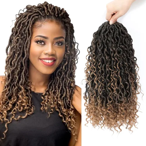 8 Paquetes de Rastas Falsas Bohemias de Ganchillo de 14 Pulgadas, Rastas Suaves de Ganchillo con Extremos Rizados, Pre-enrolladas, Cabello de 1B/27#