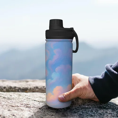 Miniatura 8 de Colorful Clouds Printed Insulated Water Bottle, 18oz Stainless Steel Funny Travel Mug, Leakproof Hot & Cold for Sports, Gym, Hiking
