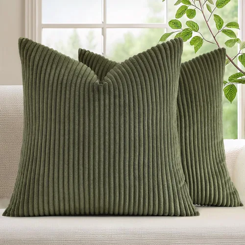 Miniatura 13 de Mecatny Juego de 2 fundas de almohada decorativas de pana de 16 x 16 pulgadas para sofá sala de estar, fundas de almohada bohemias suaves y neutras
