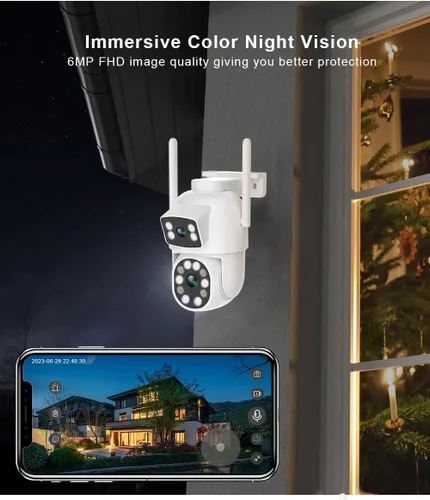 Miniatura 8 de EVERSECU Cámara de Seguridad PTZ WiFi de Doble Lente con Enlace de 6MP para Exteriores, Vista de 360°, Seguimiento Automático, Detección