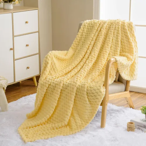 Miniatura 69 de Vessia - Manta de forro polar de franela (50x70 pulgadas), manta 3D de jacquard negra, esponjosa y cálida para sofá, sillón, cama, silla, 300GSM