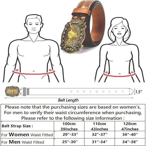 Miniatura 6 de Rodeo Western-Longhorn-Bull Cowboy-Belt para mujeres y hombres, cinturón de piel sintética con relieve floral para jeans