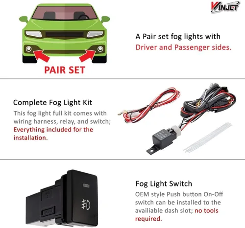 Miniatura 2 de Winjet Serie OEM para [Honda Civic Coupe 2012-2013] Faros antiniebla de conducción + Interruptor + Kit de cableado Transparente