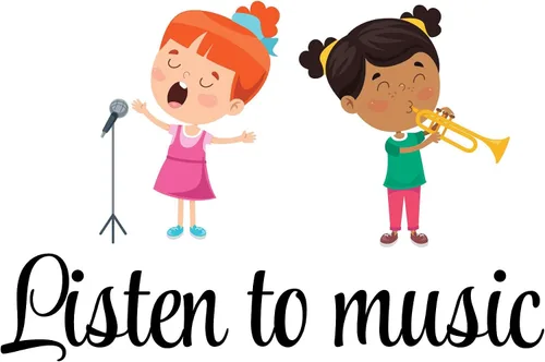 Miniatura 2 de Kelly Wall Decals Lindo niño de dibujos animados cantando vinilo juguetón diseño escuchar música diseño de música decoración de pared dormitorio