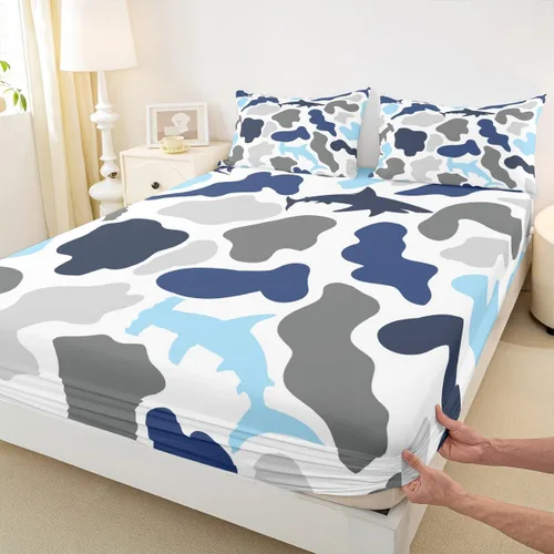 Miniatura 28 de Juego de sábanas bajeras para juegos tamaño individual, juego de ropa de cama con grafiti Lightning Strike para niños, adolescentes, decoración