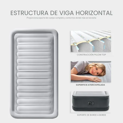 Miniatura 7 de Intex - Colchón de aire inflable de 18" tamaño king, comodidad premium elevada con bomba integrada, colchón de aire autoinflable portátil para cama