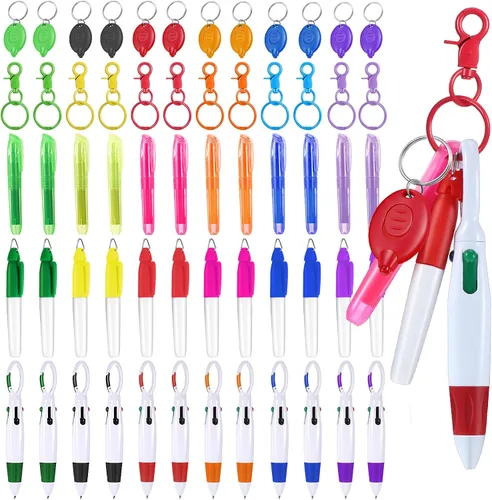 Miniatura 8 de 60 piezas de mini bolígrafos para enfermeras con clip de insignia, mini resaltador, bolígrafo LED retraíble de neón para enfermeras, llavero