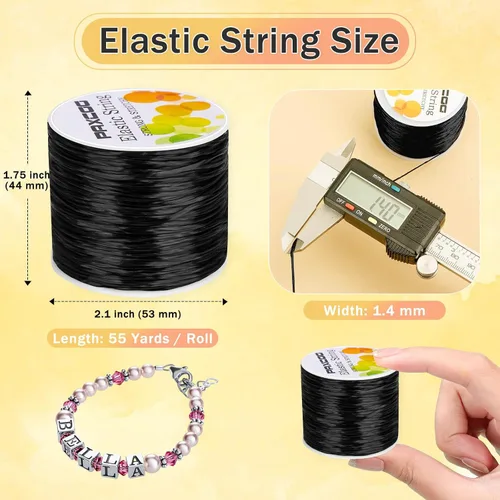 Miniatura 3 de PAXCOO 1.4 MM de cuerda elástica para pulseras, cuerda mágica elástica para pulseras de la amistad, collares, cuentas de arcilla, cuentas de pony