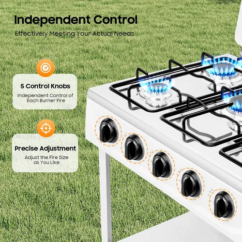 Miniatura 3 de Estufa de gas natural con 4 quemadores, estufa de gas natural portátil con soporte para patas, estufa para RV, apartamento, cocina al aire libre