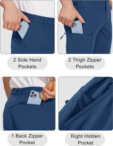 Miniatura 33 de MAGCOMSEN Pantalones de senderismo para hombre, 6 bolsillos, resistentes al agua, pantalones de trabajo de pesca Ripstop, ligeros, de secado rápido