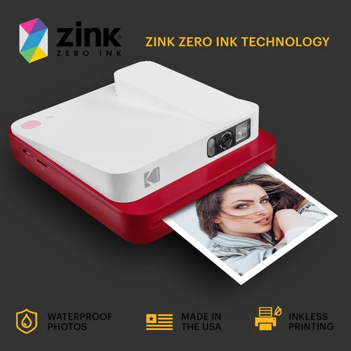 Miniatura 4 de Zink KODAK Smile - Cámara instantánea digital clásica para papel fotográfico Zink de 3.5 x 4.25 pulgadas, Bluetooth, imágenes de 16MP (rojo)